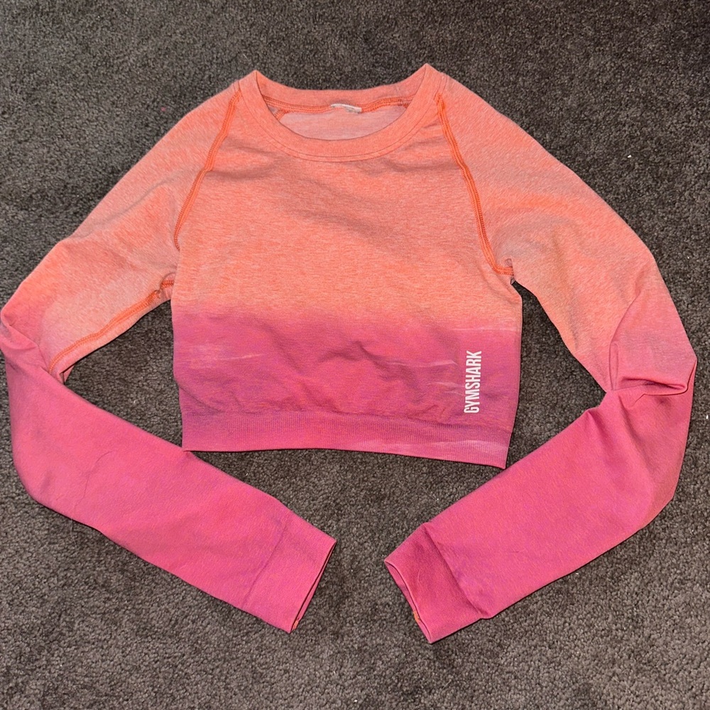 Gymshark Ombre Pink Long Sleeve Crop Top